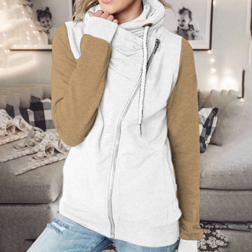 Women's Color Multicolor Personality Turtleneck Zipper Hoody Sweaters