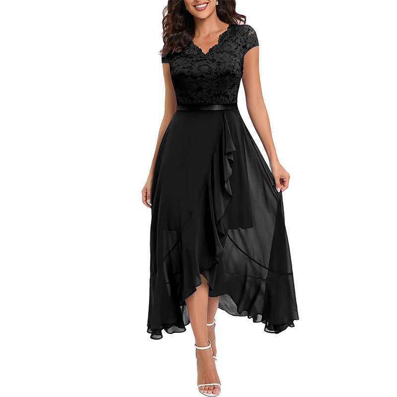 Party V-neck Sleeveless Mesh Large Swing Dresses