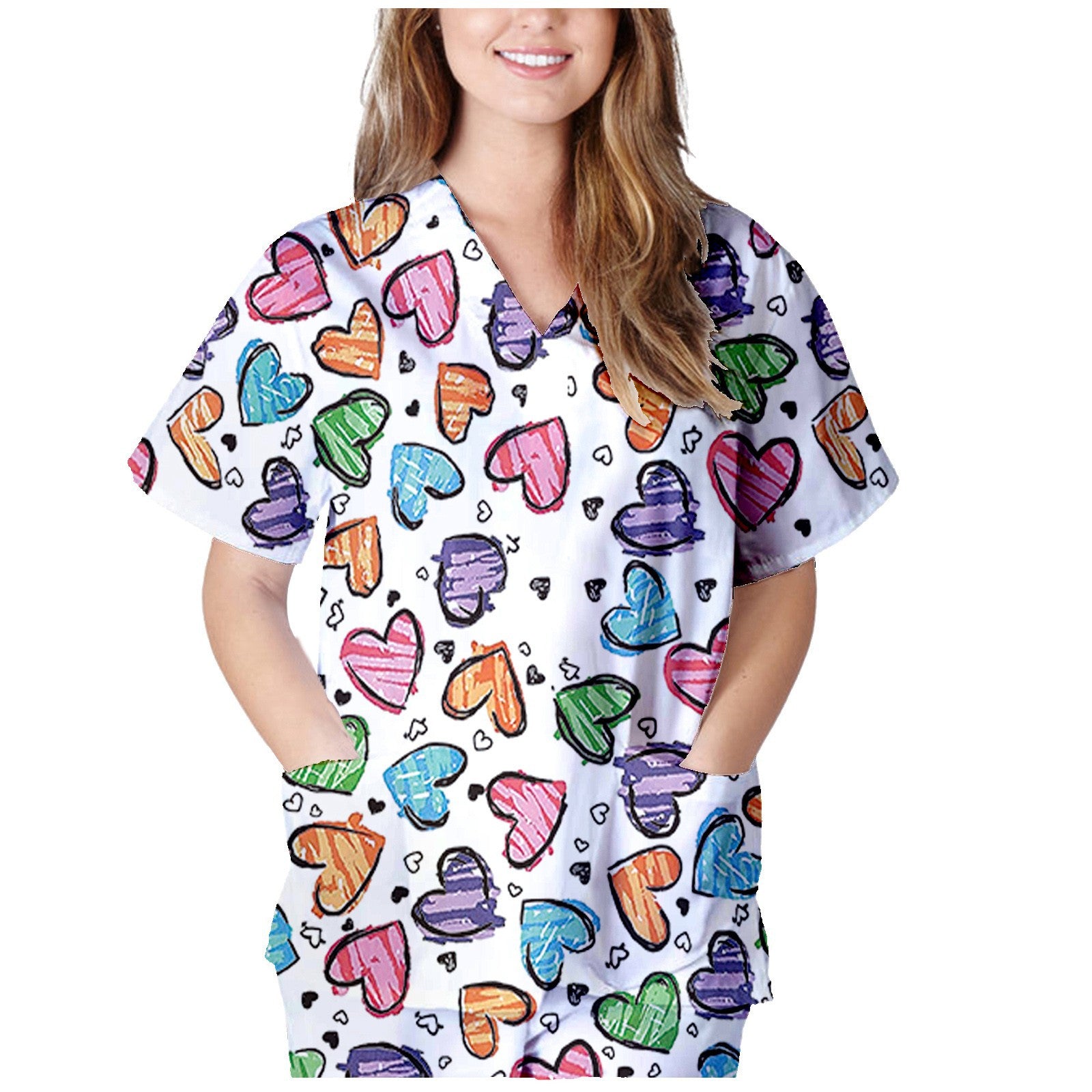 Women's Pocket Cartoon Printed Cloth For Nursing Blouses