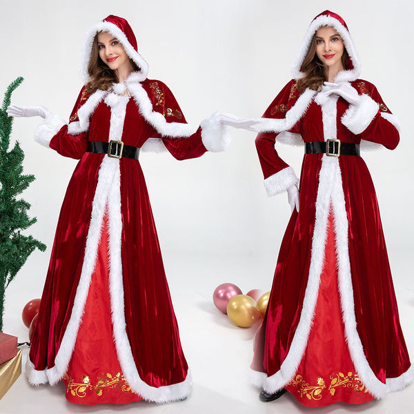 Clothes Santa Claus Adult Female Red Costumes