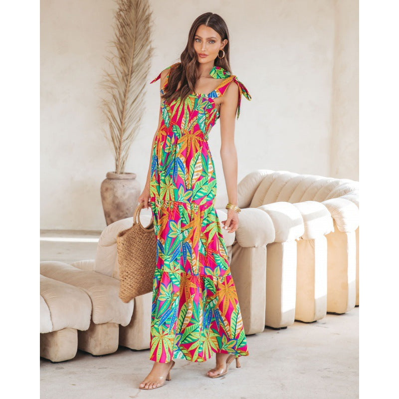 Charming Elegant Vacation Style Printed Long Dresses