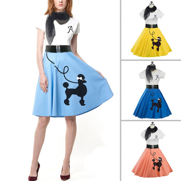 Women's Summer Printed Midi Retro Dress Skirts