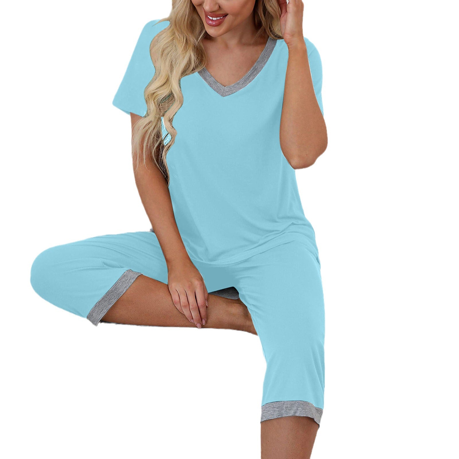 Damen-Pyjama-Anzüge im klassischen Sommer-Stil mit lässigen Ärmeln