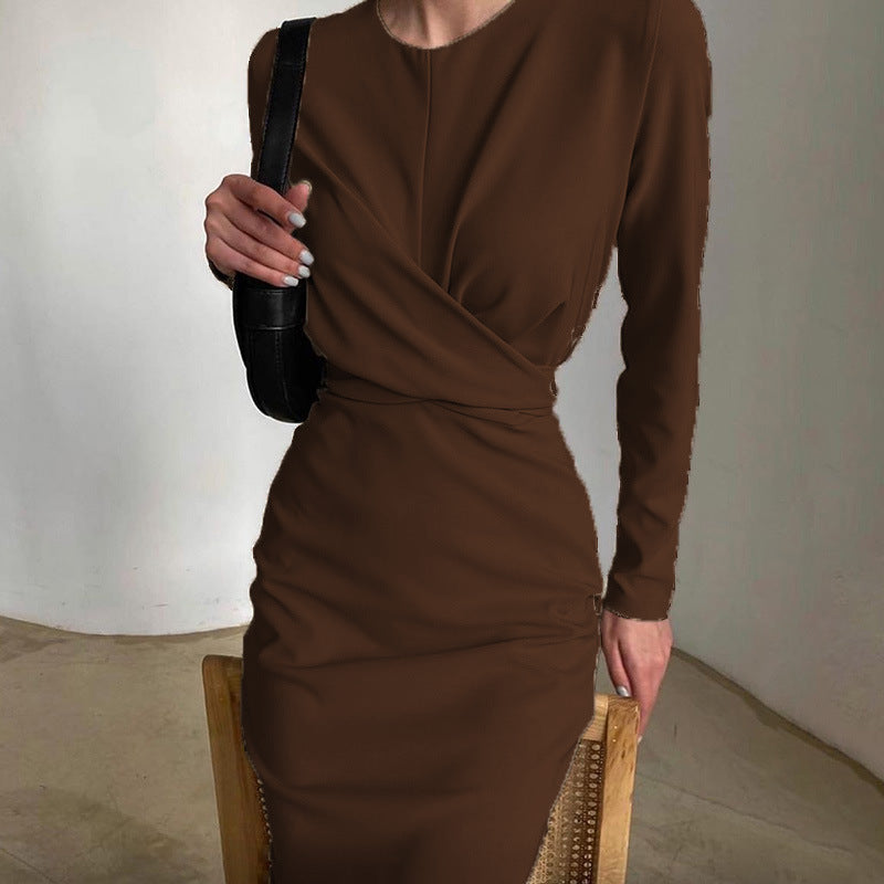 Women's Sleeve Autumn French Retro Waist-controlled Slim Dresses