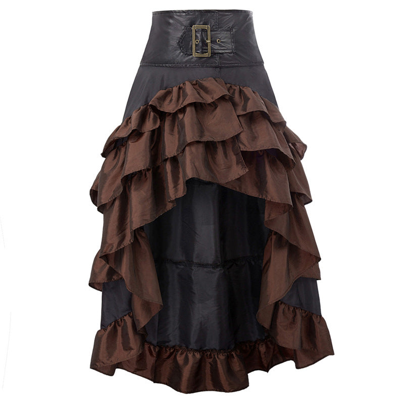 Women's Long Back Irregular Ruffles High Waist Skirts