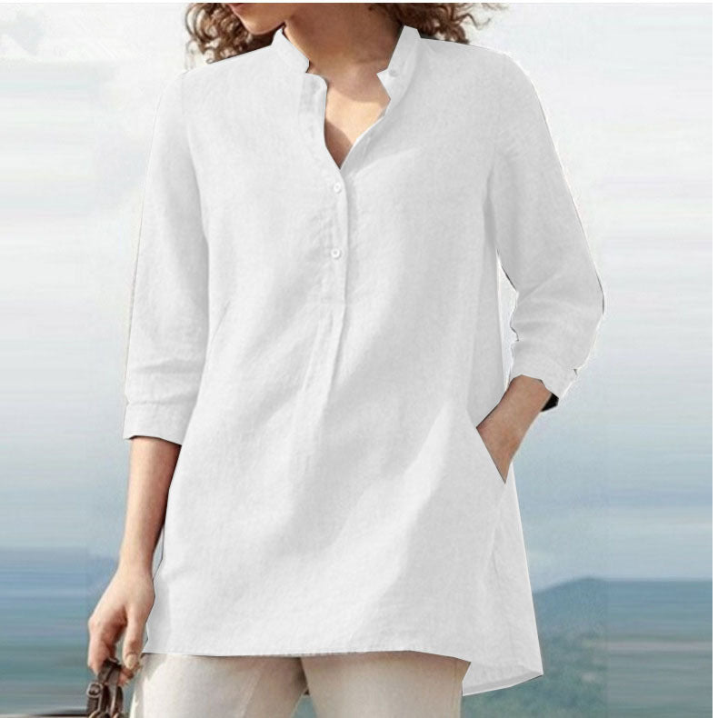 Women's Urban Stand Collar Loose For Blouses