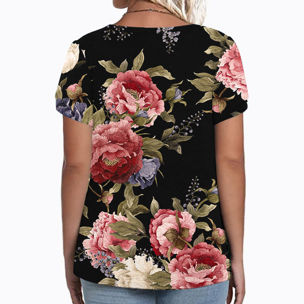 Women's Cool Innovative V-neck Short-sleeved Printed Blouses