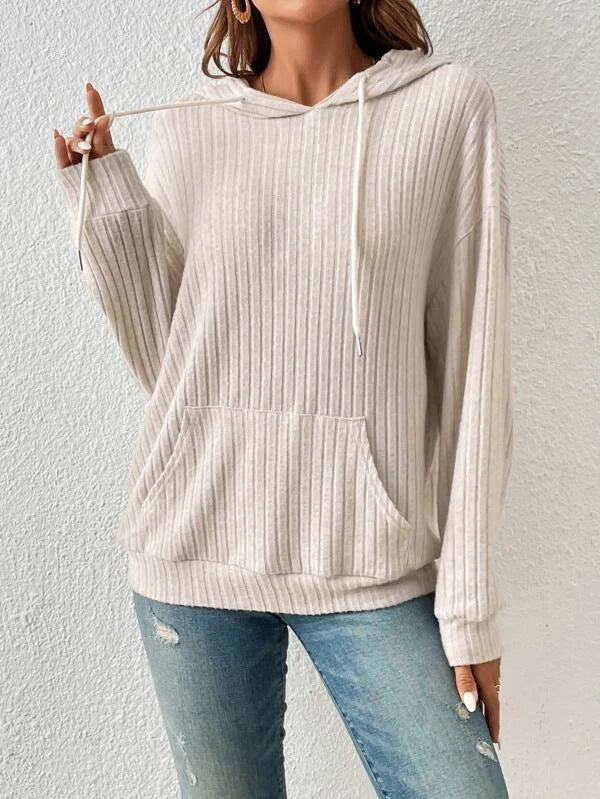 Sunken Stripe Kangaroo Pocket Long Sleeve Sweaters