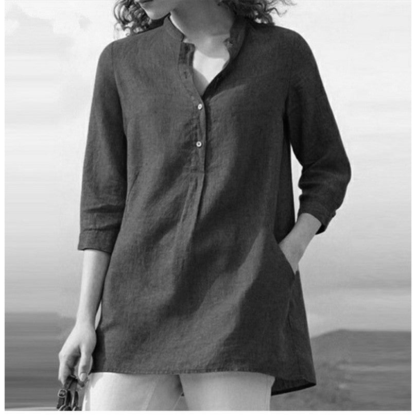 Women's Urban Stand Collar Loose For Blouses