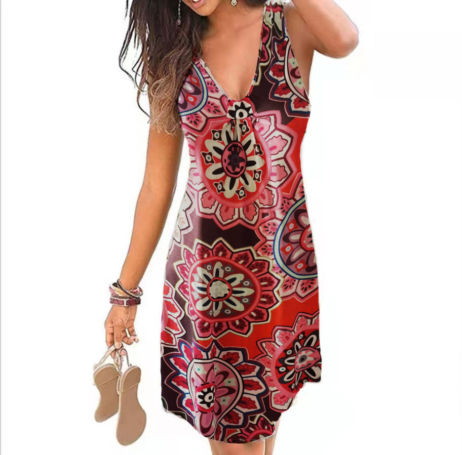 Women's Creative New Sexy V-neck Printed Dresses