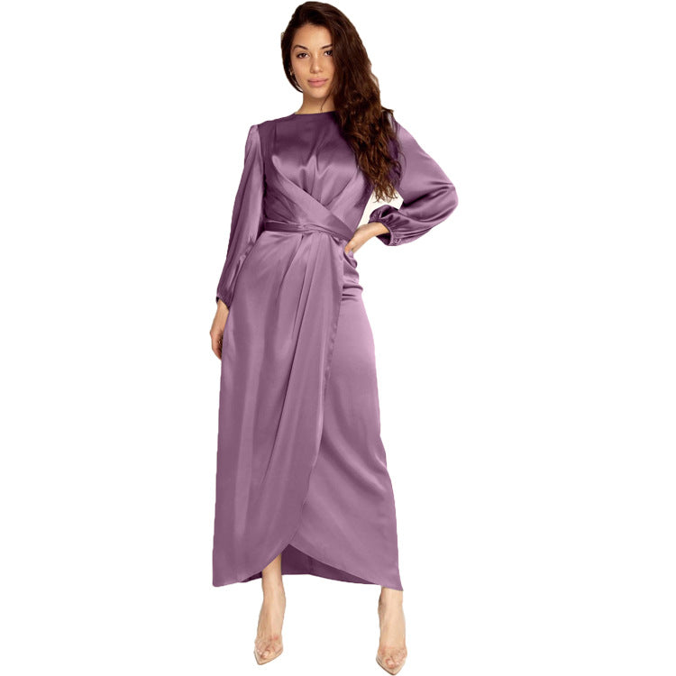 Women's Versatile Soft Waist Satin Dress Dresses