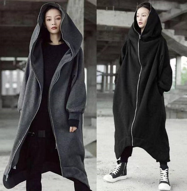 Personality Street Hoodie Zipper Hooded Long Sweaters