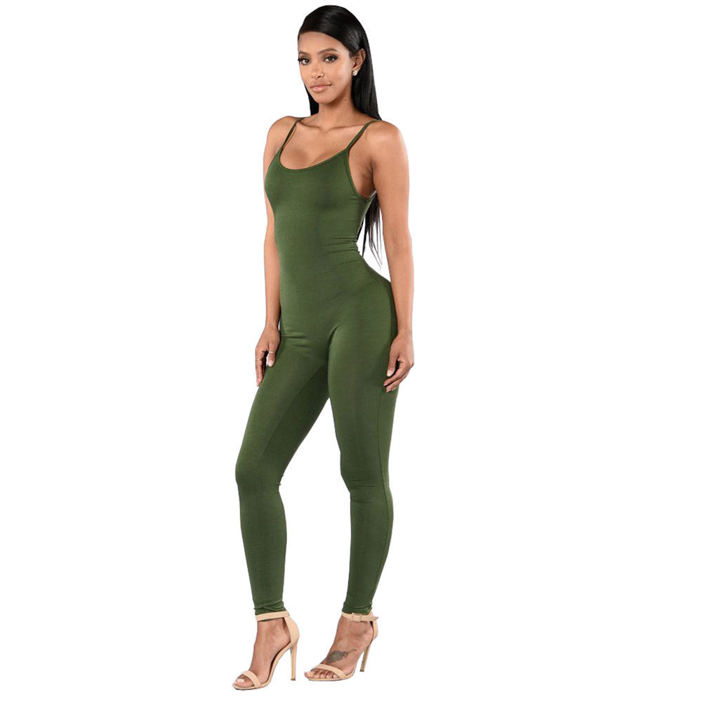 Women's Fashion Sexy Long Tight Backless Sling Jumpsuits