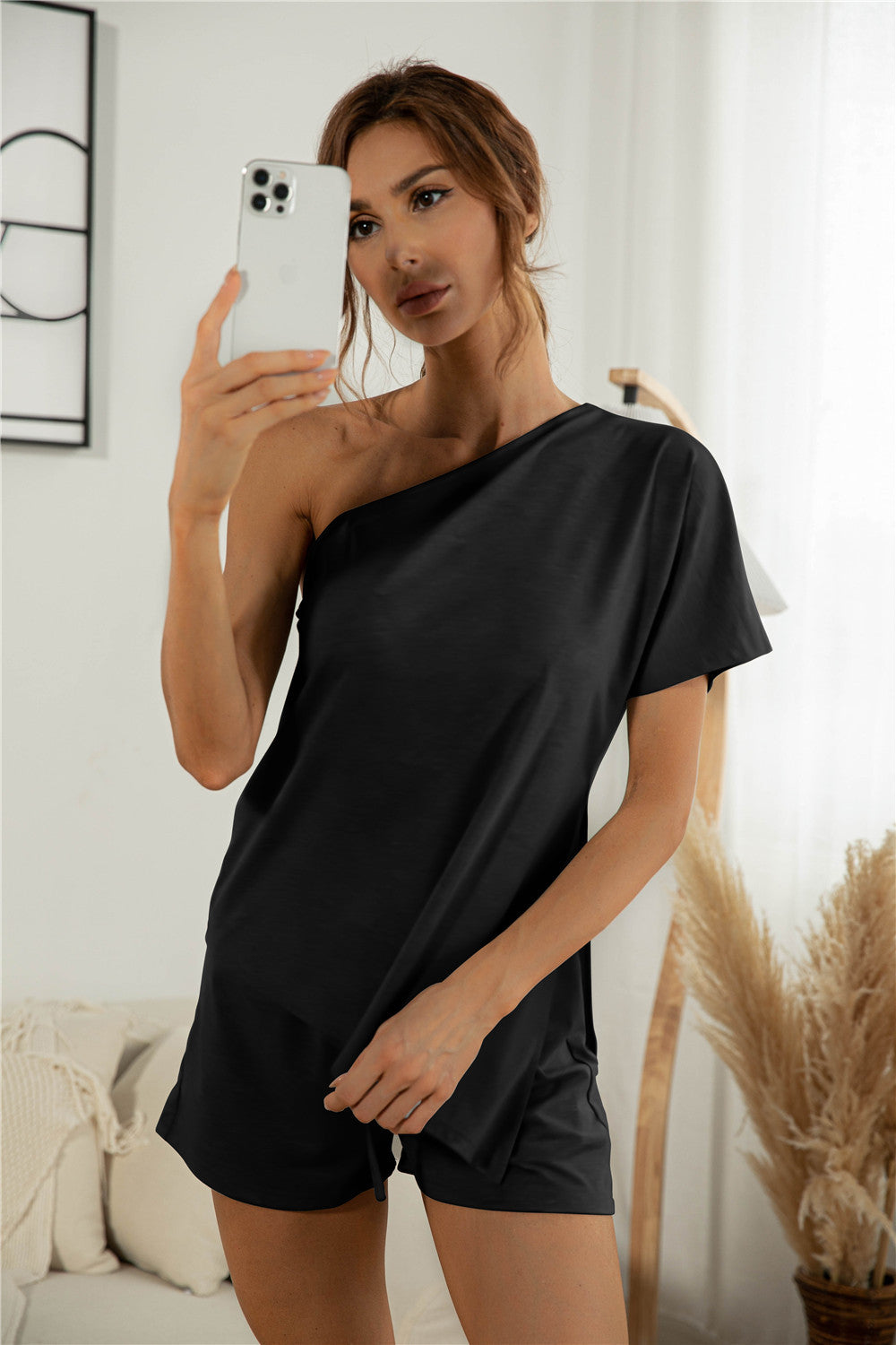 Women's Summer Off-the-shoulder Sleeve Sloping-shoulder Off The-shoulder Suits