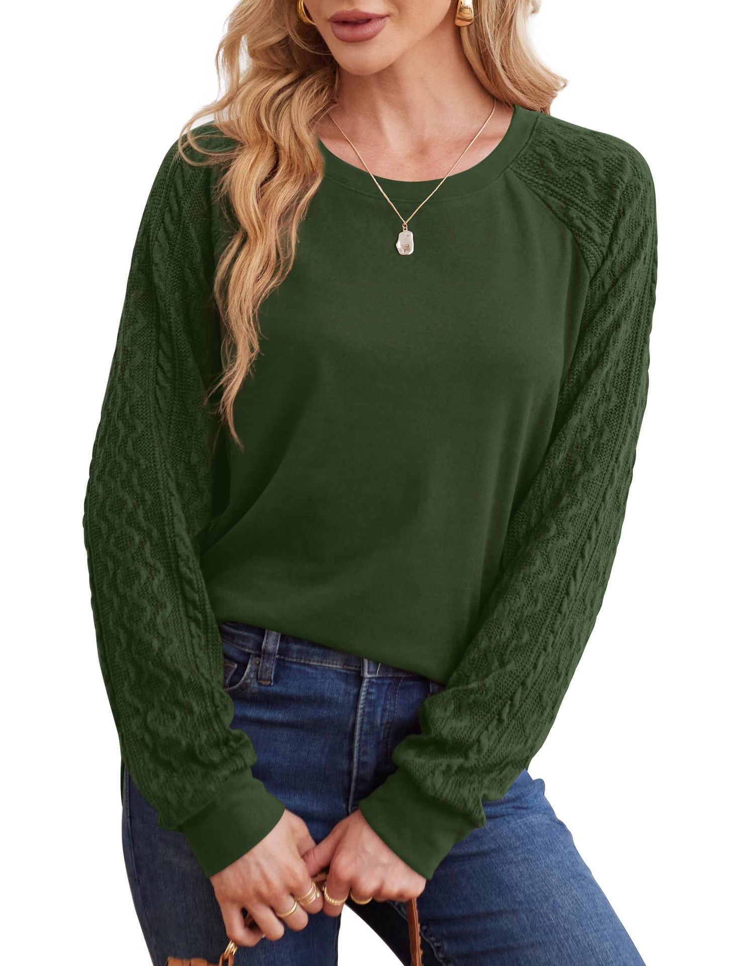 Women's Color Loose Long Sleeves Round Neck Sweaters