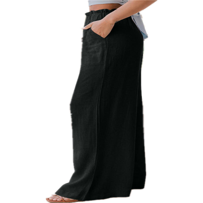 Women's Summer Casual Fashion Ruffles Patch Pocket Pants