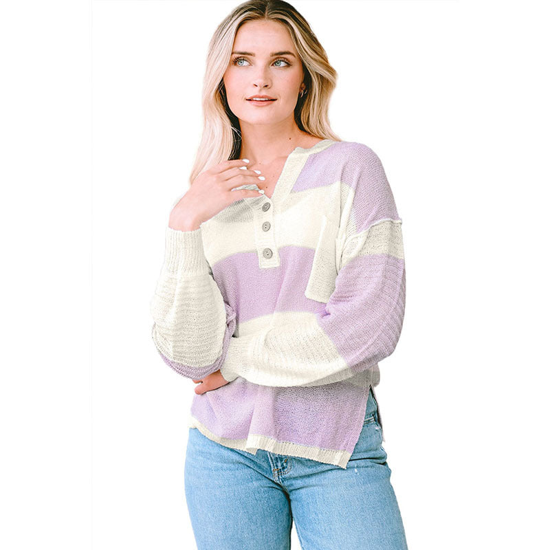 Damen-Stil-Pullover, Herbst, gestreift, bedruckt, lange Pullover