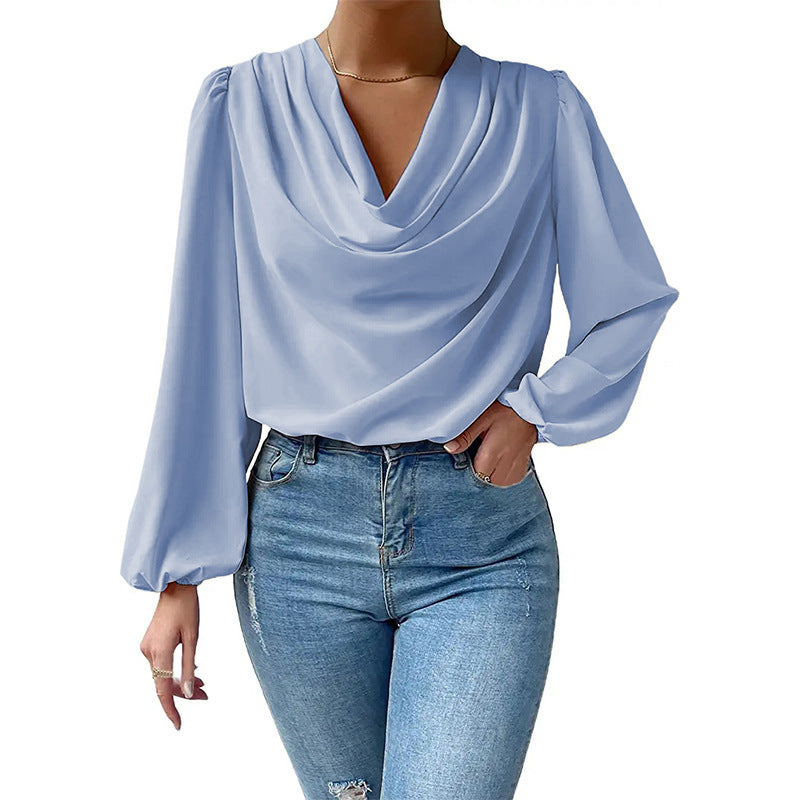 Women's Durable Long-sleeved Loose Draped V-neck Clothing