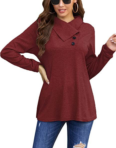 Women's Long Sleeve Solid Color Loose Blouses