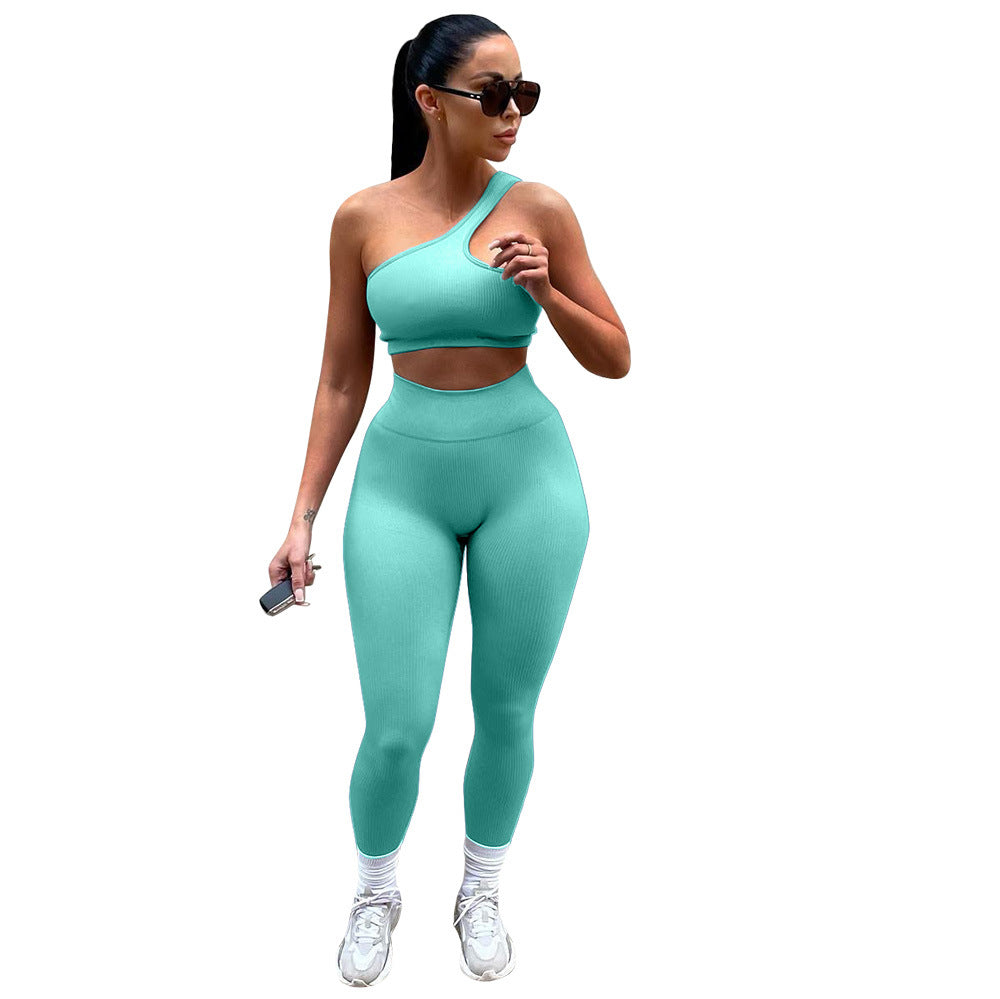 Women's Sports Leisure Solid Color Single Shoulder Suits