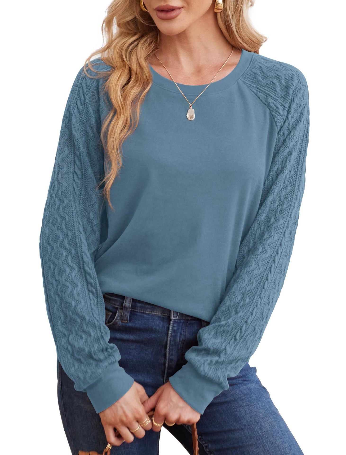 Women's Color Loose Long Sleeves Round Neck Sweaters