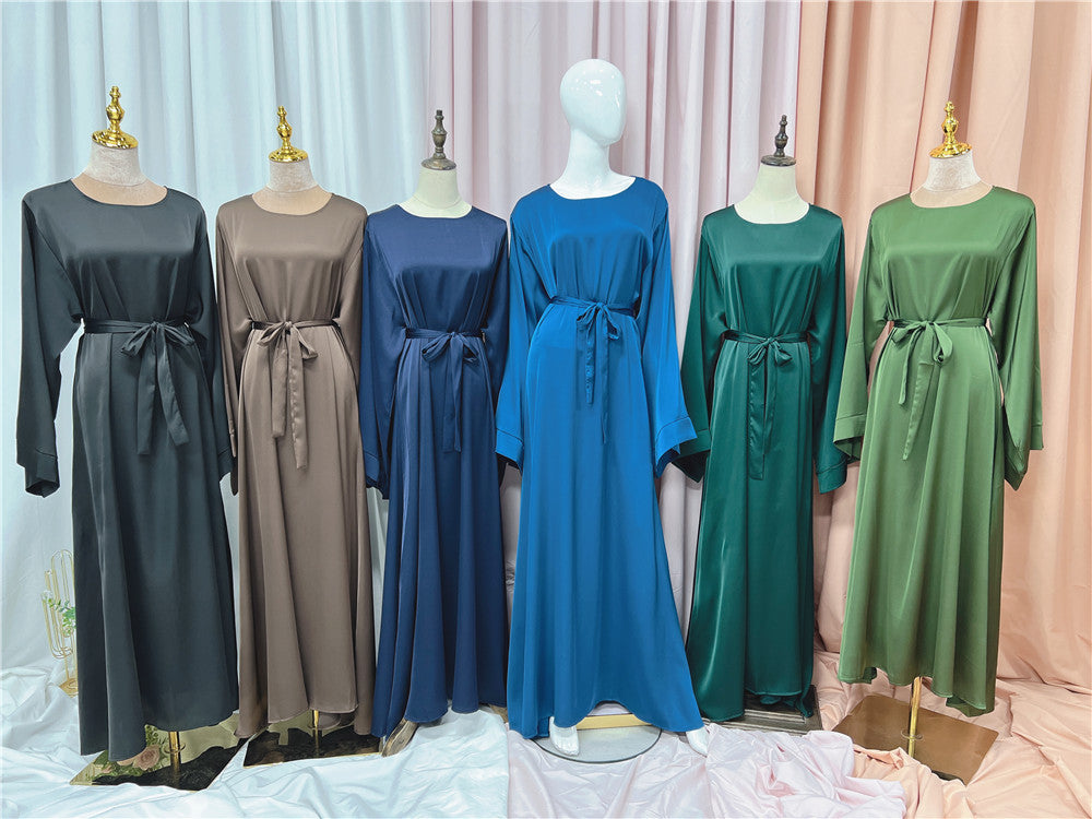 Basic Solid Color Multicolor Robe Dress Plus Size
