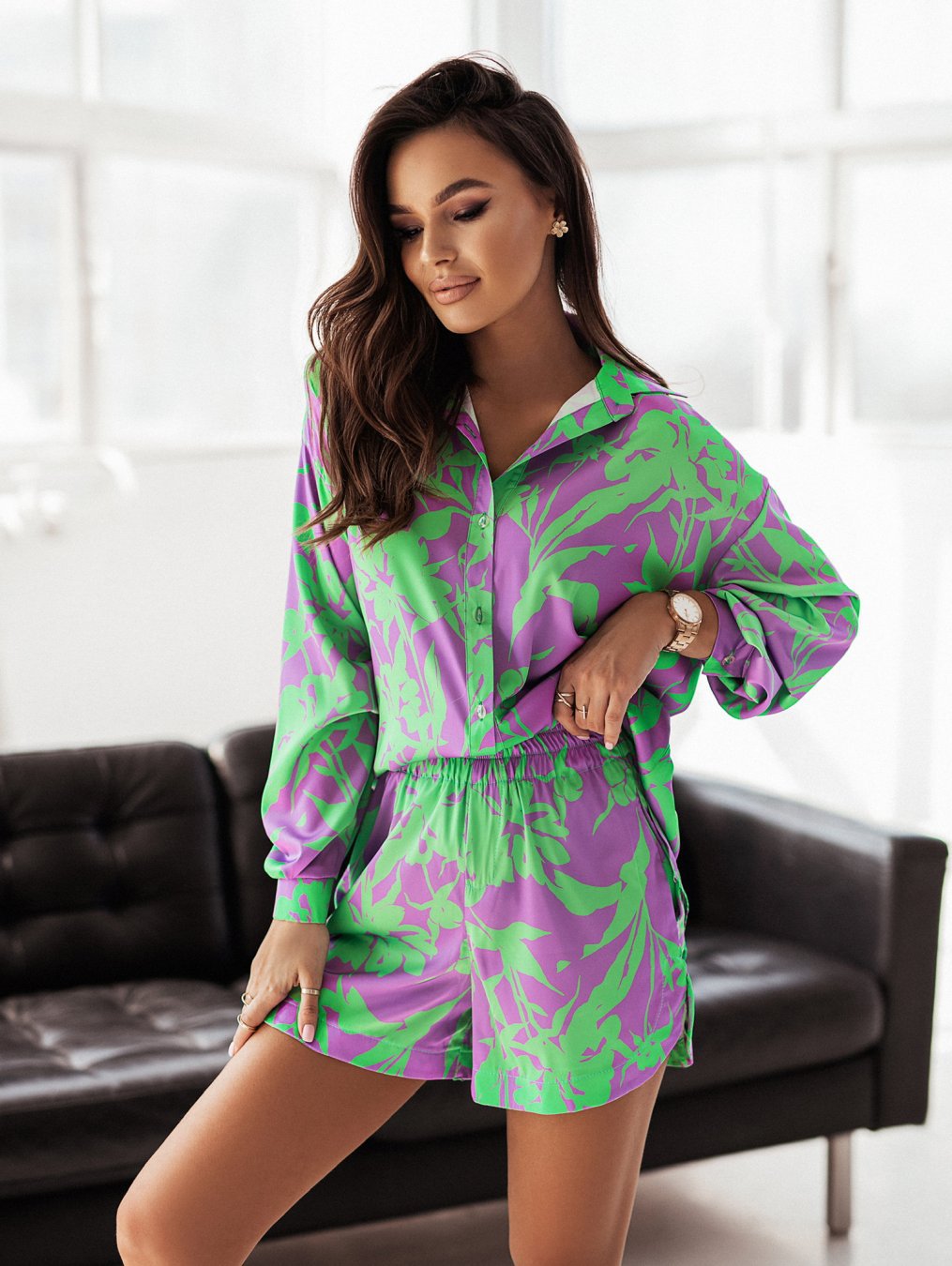 Women's Vacation Multicolor Two-piece Set Long Sleeve Suits