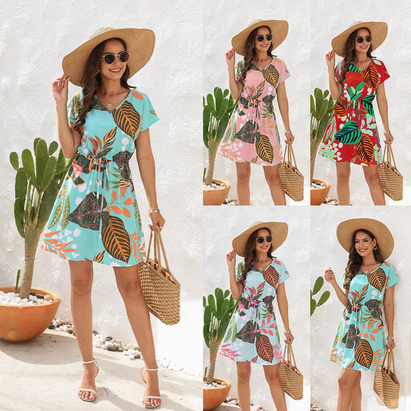 Floral Print Dress Sleeve Vacation Casual Dresses