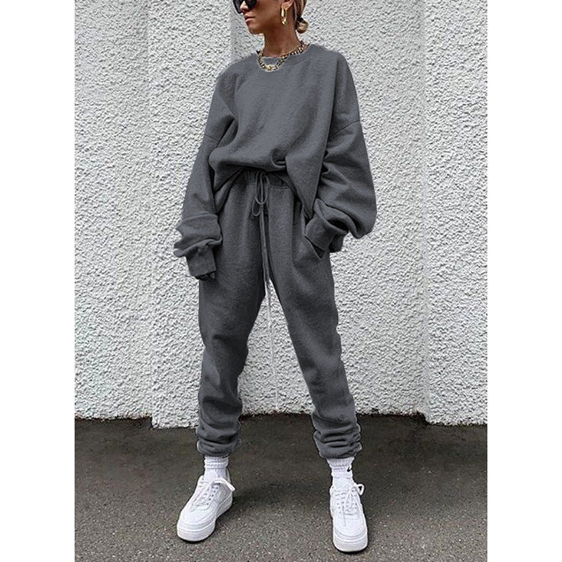 Women's Autumn Solid Color Long Sleeve Trousers Suits