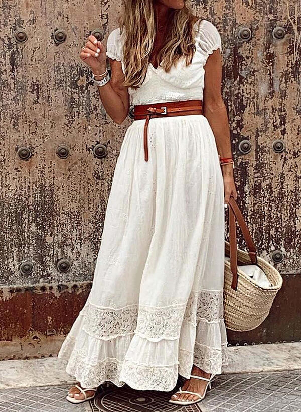 Long Lace Stitching Elegant Formal Dress Dresses