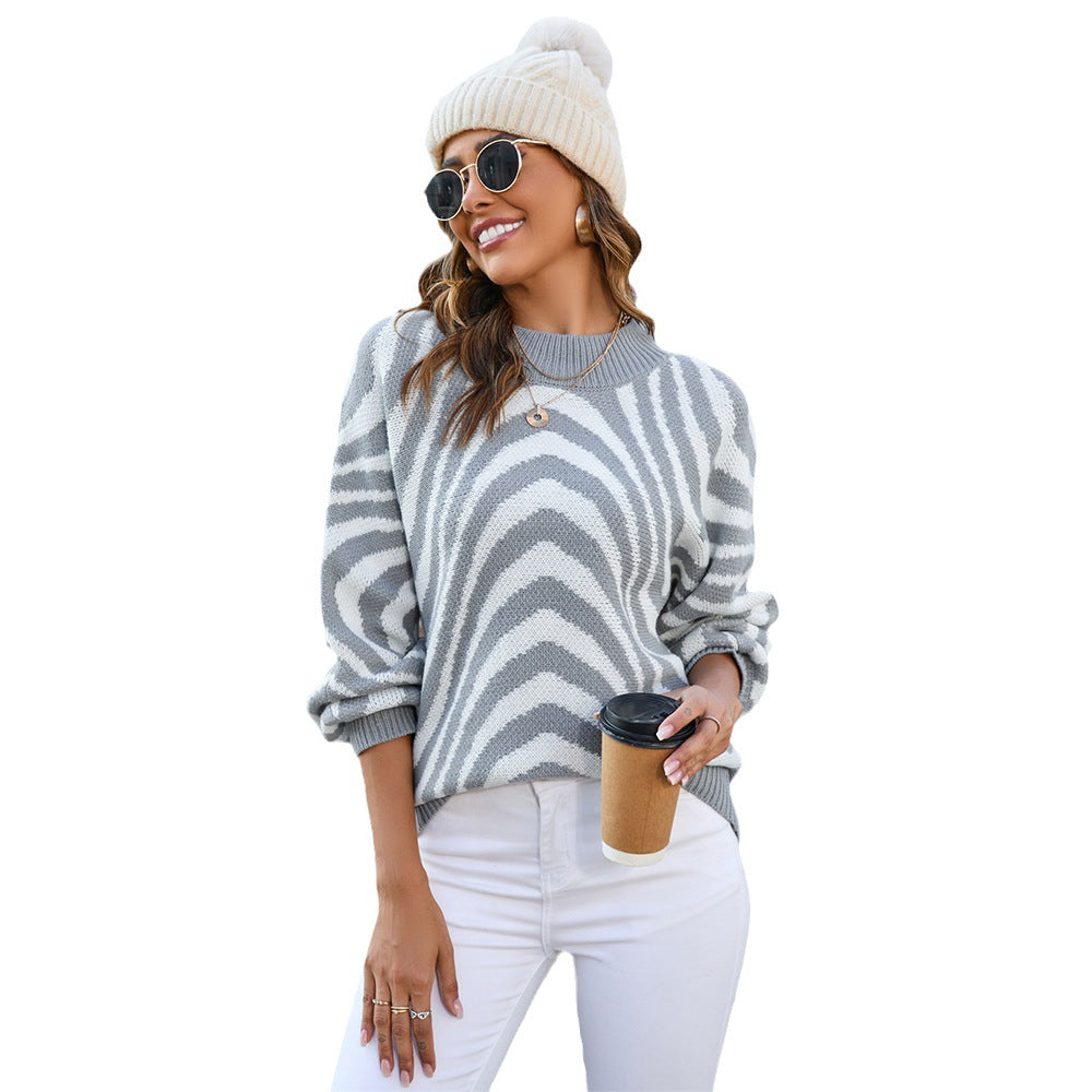 Innovative Fashion Half Turtleneck Knitted Loose Sweaters