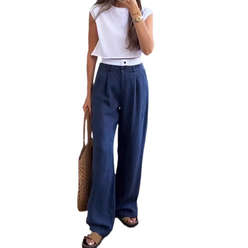 Women's Summer Casual Sleeveless Loose Trousers Two-piece Tops