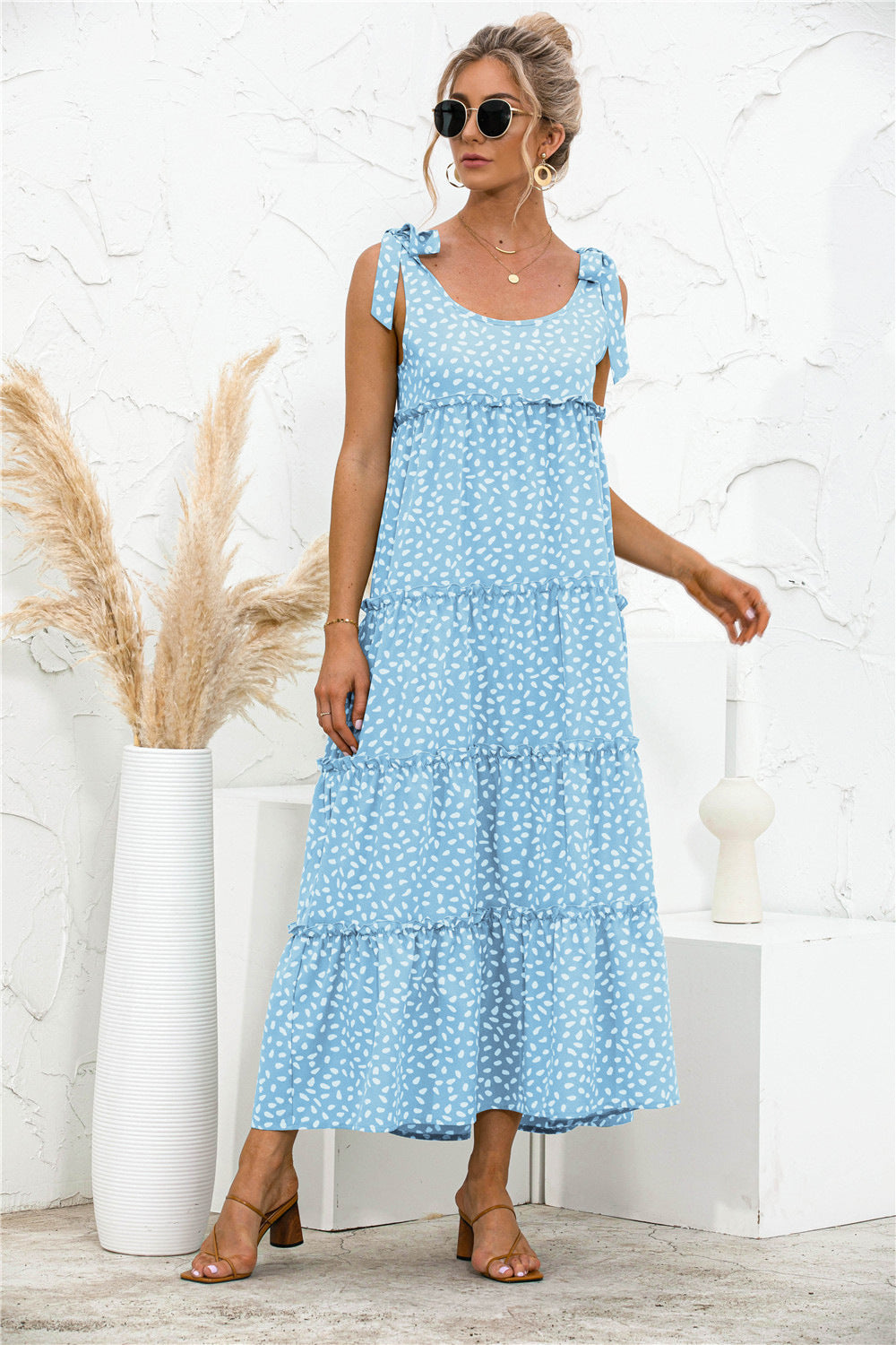 Summer Popular Style With Dots Stitching Dresses