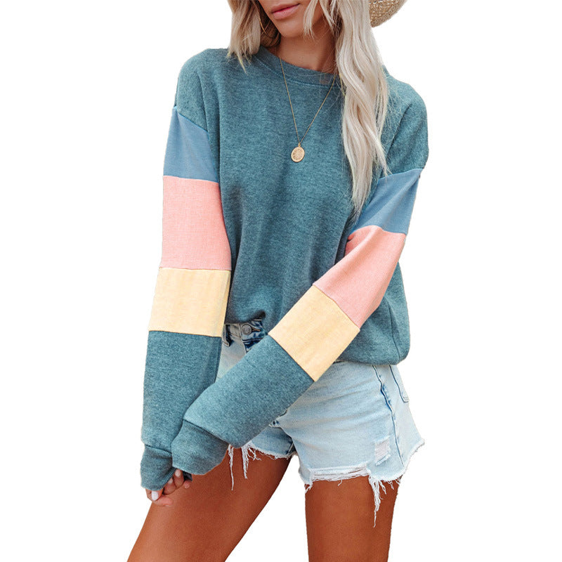 Women's Pullover Round Neck Long Sleeve Color Trendy Sweaters