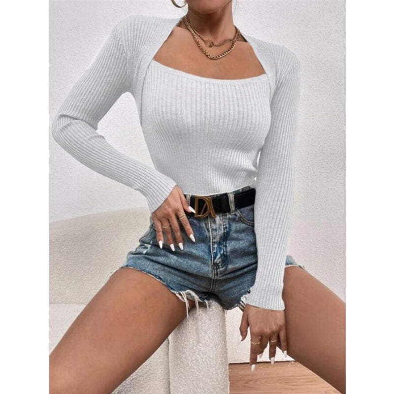 Charming Women's Slim-fit Long-sleeved Knitted Shirt Sweaters