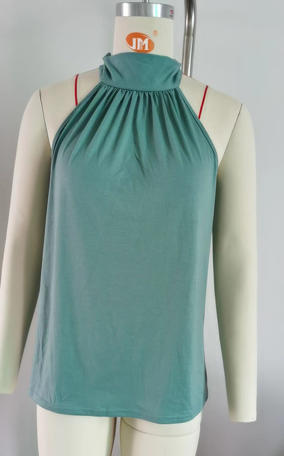 Damen Sommer Pure Color Neckholder Schnürung für Blusen