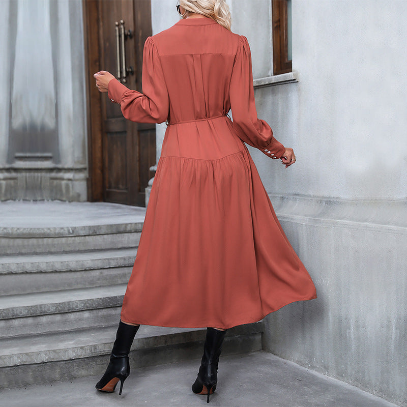 Women's Autumn Long Sleeve Pure Color Dress Dresses