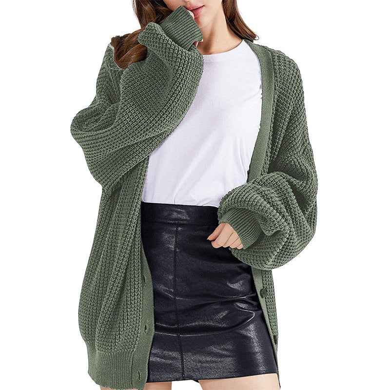 Beautiful Women's Slouchy Knitted Single-breasted Loose Sweaters