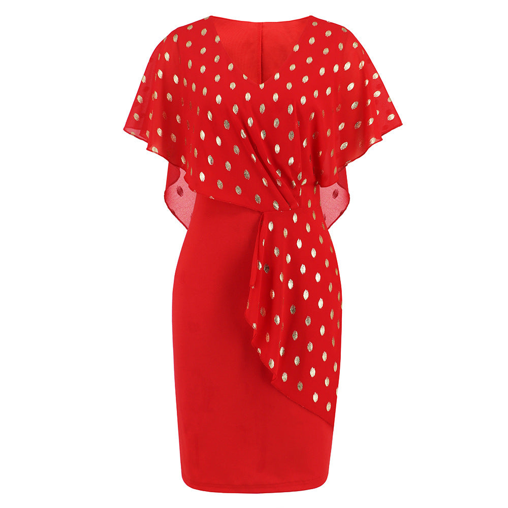 Women's Summer Polka Dot Printed V-neck Hip Dresses