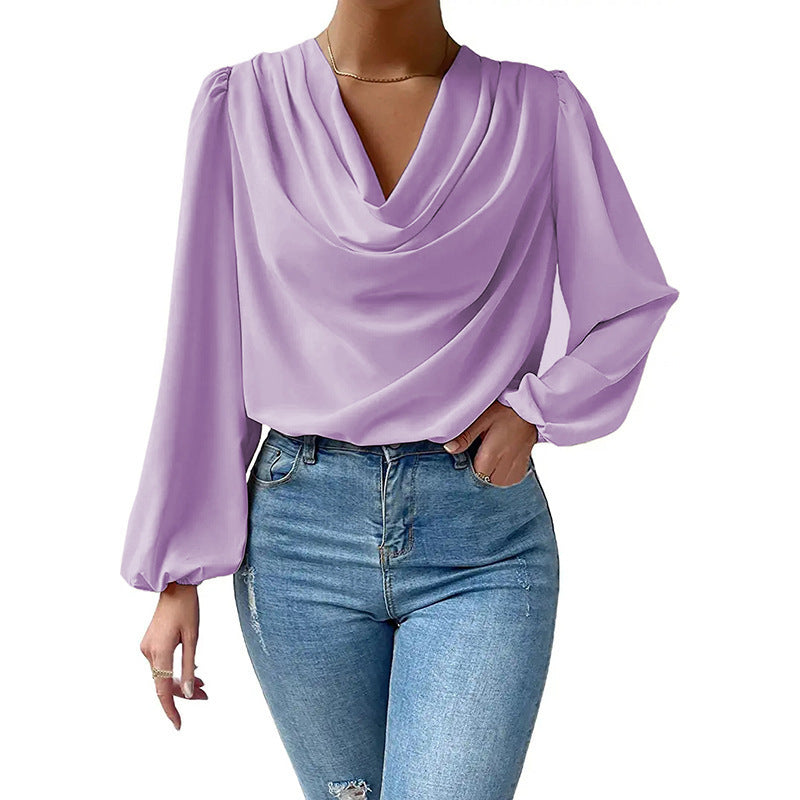 Women's Durable Long-sleeved Loose Draped V-neck Clothing