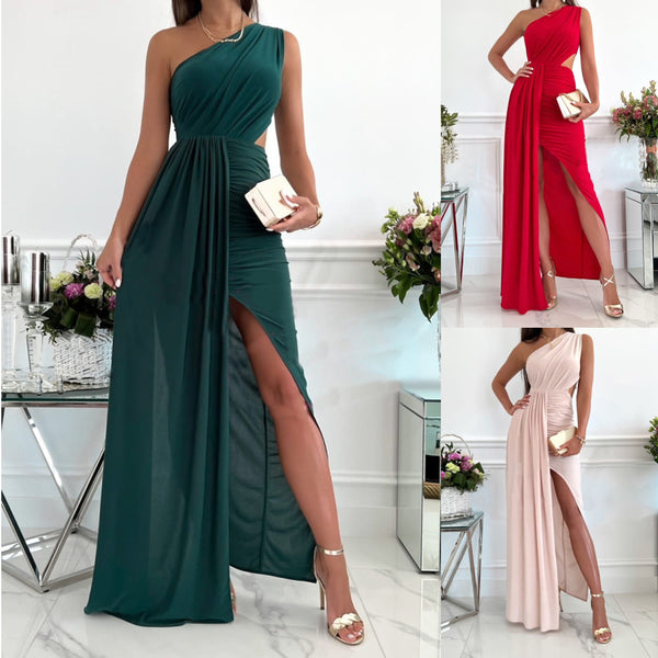 Women's Summer Sleeveless Shoulder Hollow-out Elegant Dress Dresses