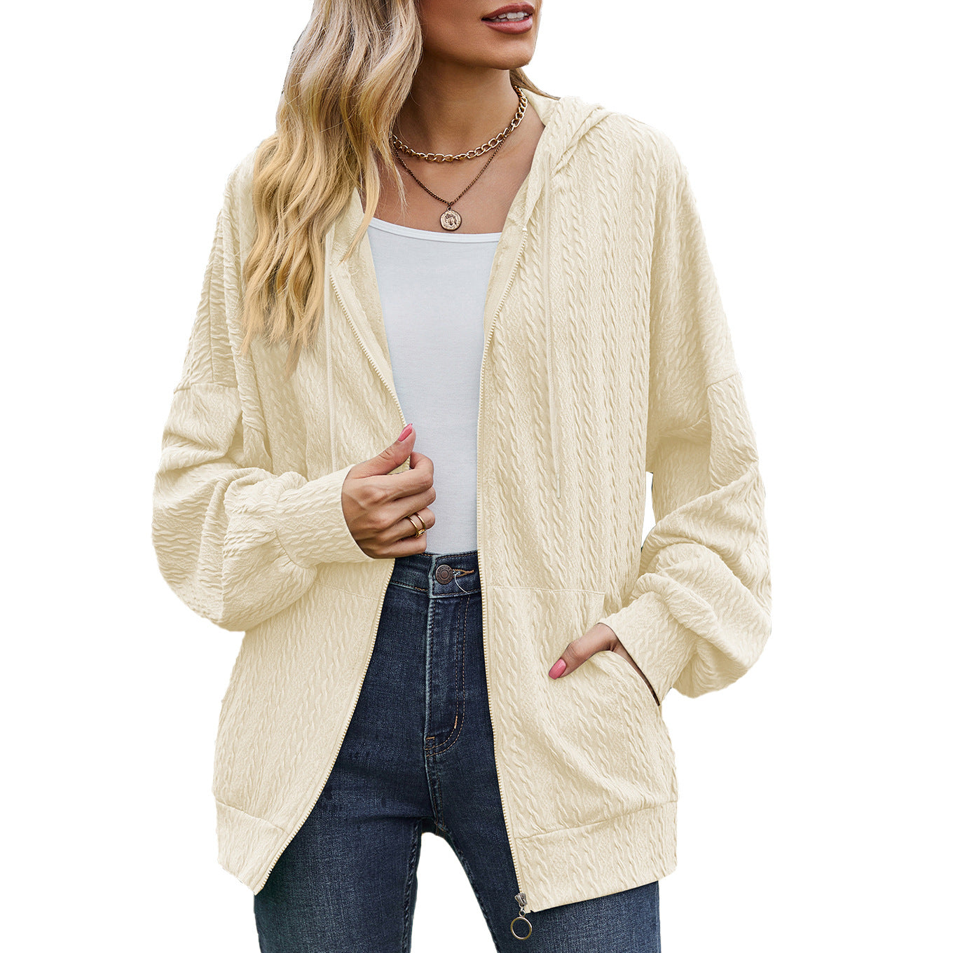 Women's Solid Color Pocket Long Sleeve Loose Sweaters