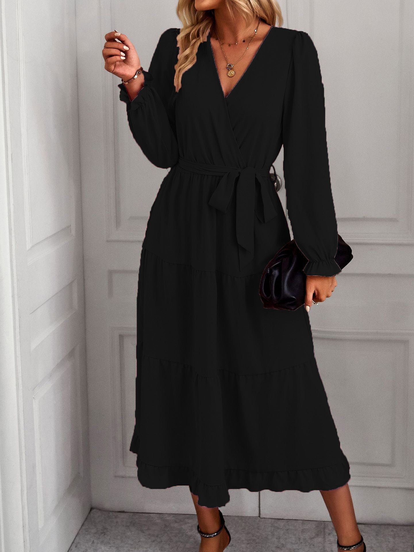 Women's Solid Color Wide Hem Casual Dress Dresses