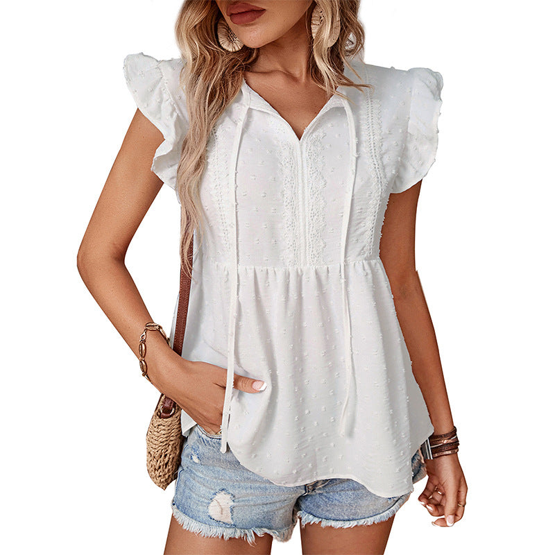 Women's Summer Design Ruffled Stitching For Blouses