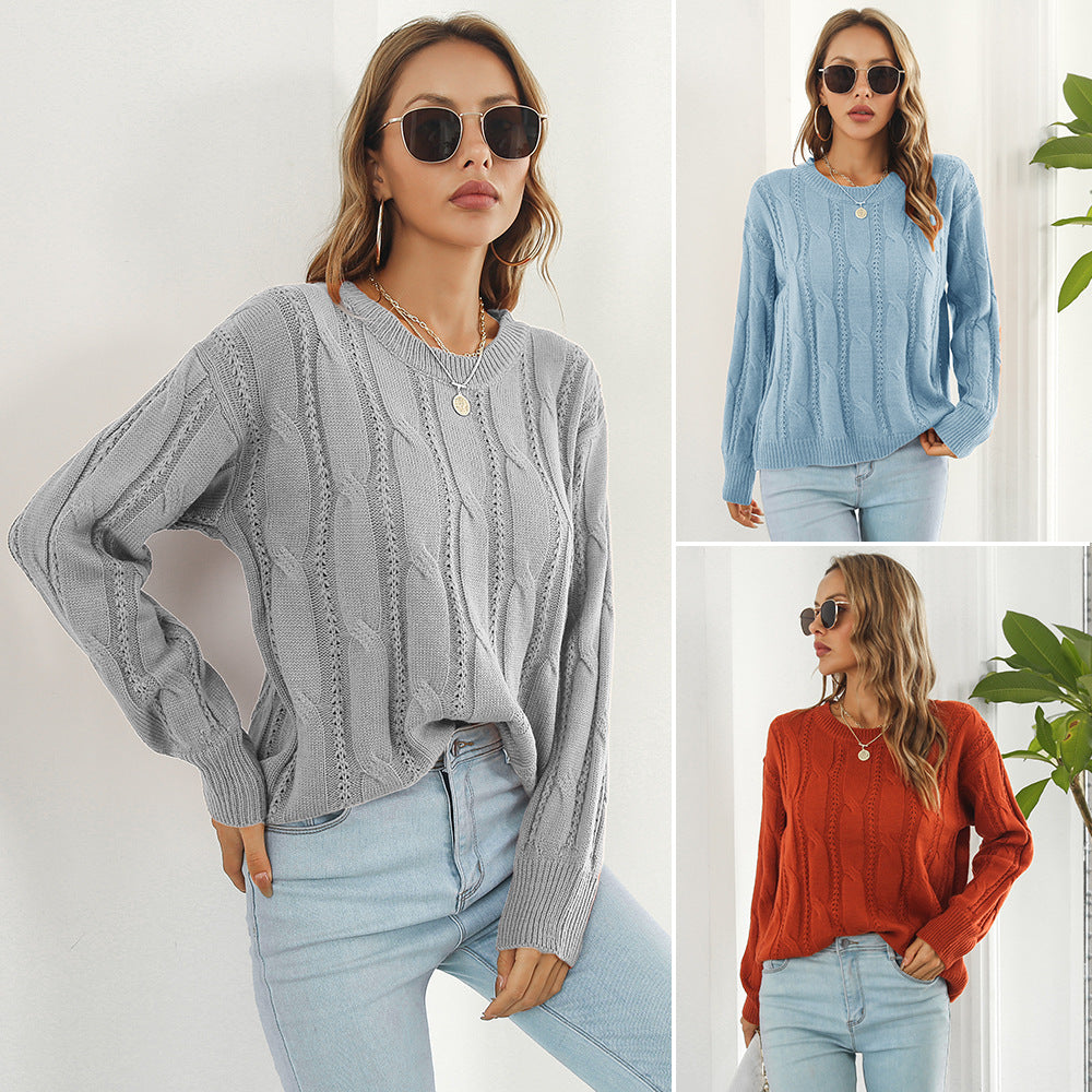 Women's Twist Hollow Out Loose Long Sleeve Sweaters