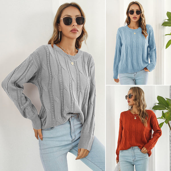 Women's Twist Hollow Out Loose Long Sleeve Sweaters