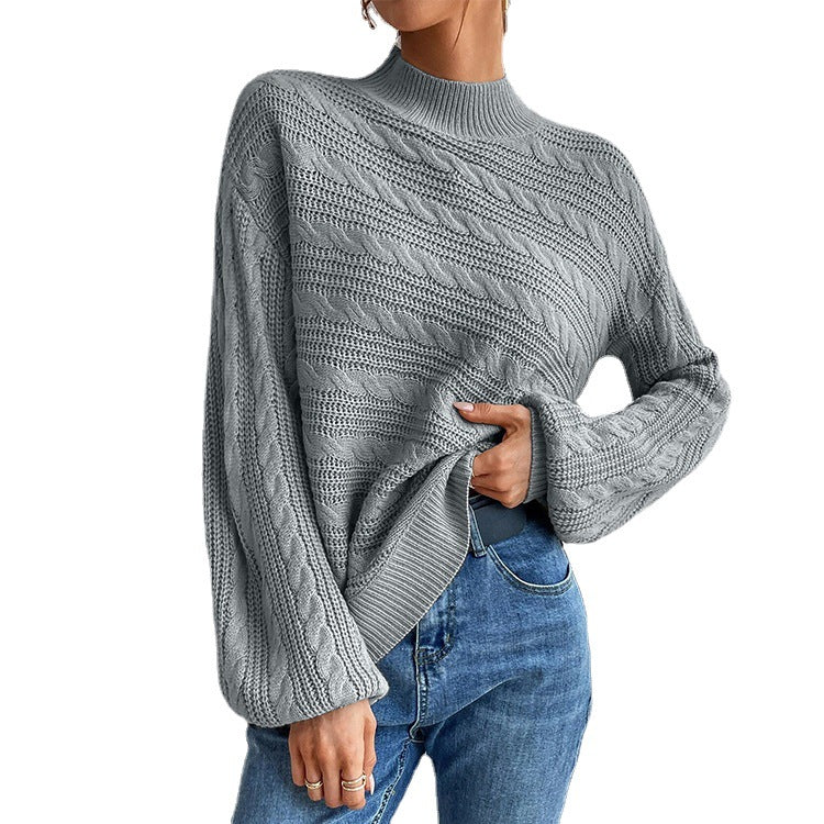 Women's Solid Color Loose Round Neck Pullover Sweaters