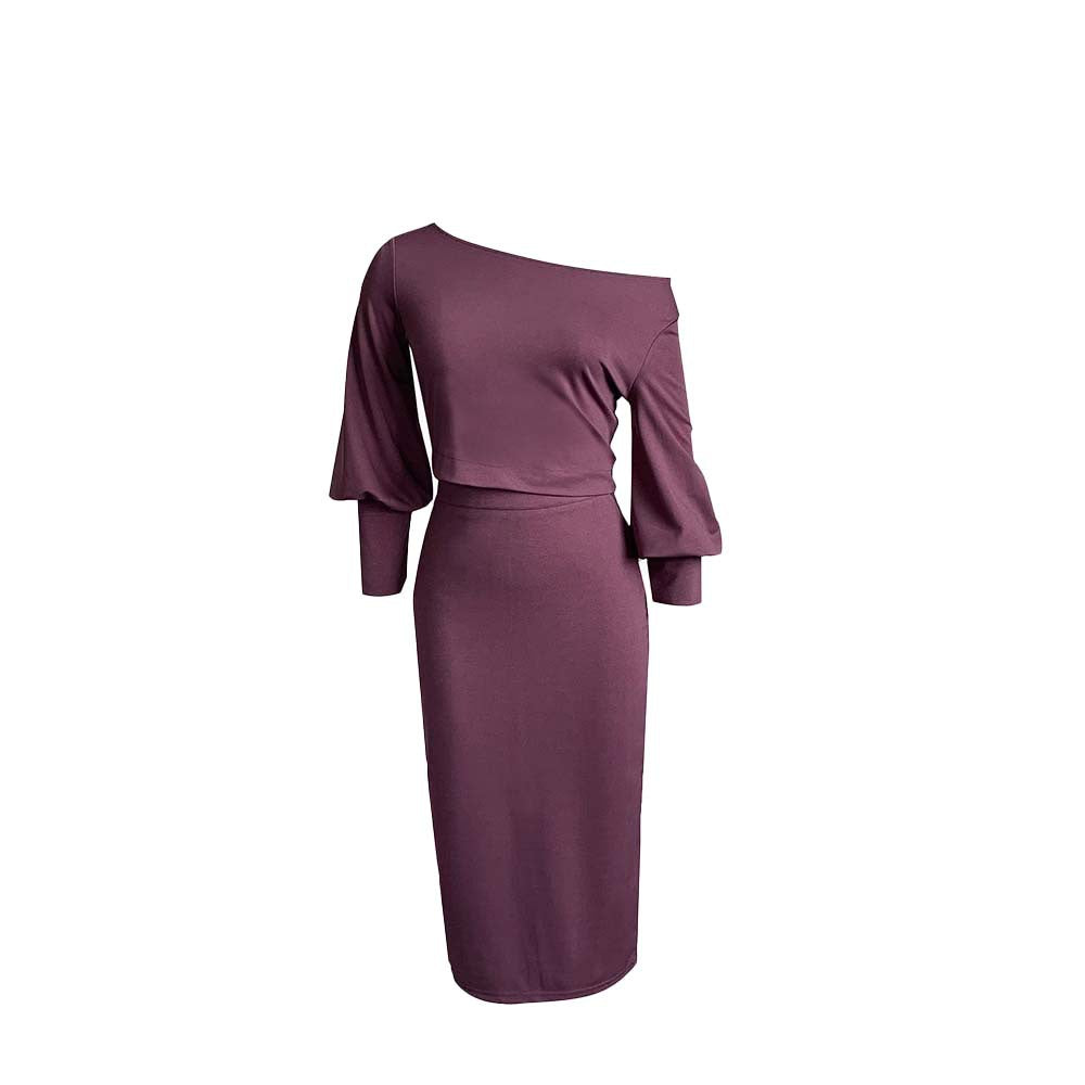Solid Color Off-the-shoulder Long Sleeve High Suits