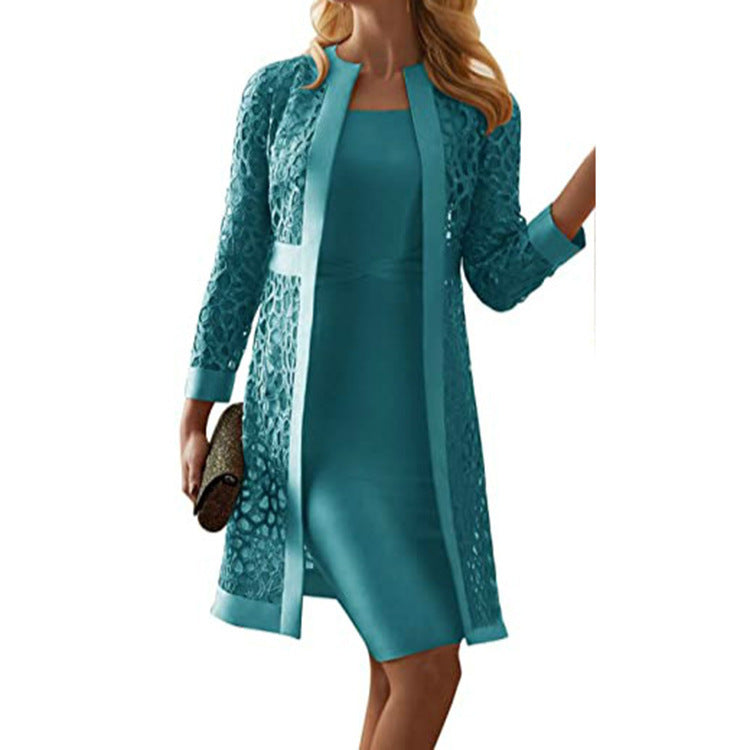 Women's Slouchy Color Lace Dress Two-piece Suits