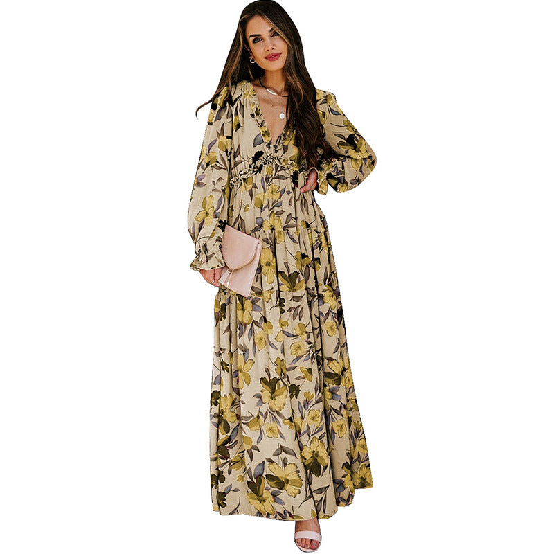 Robe florale d'été pour femmes, Style Simple, robes profondes